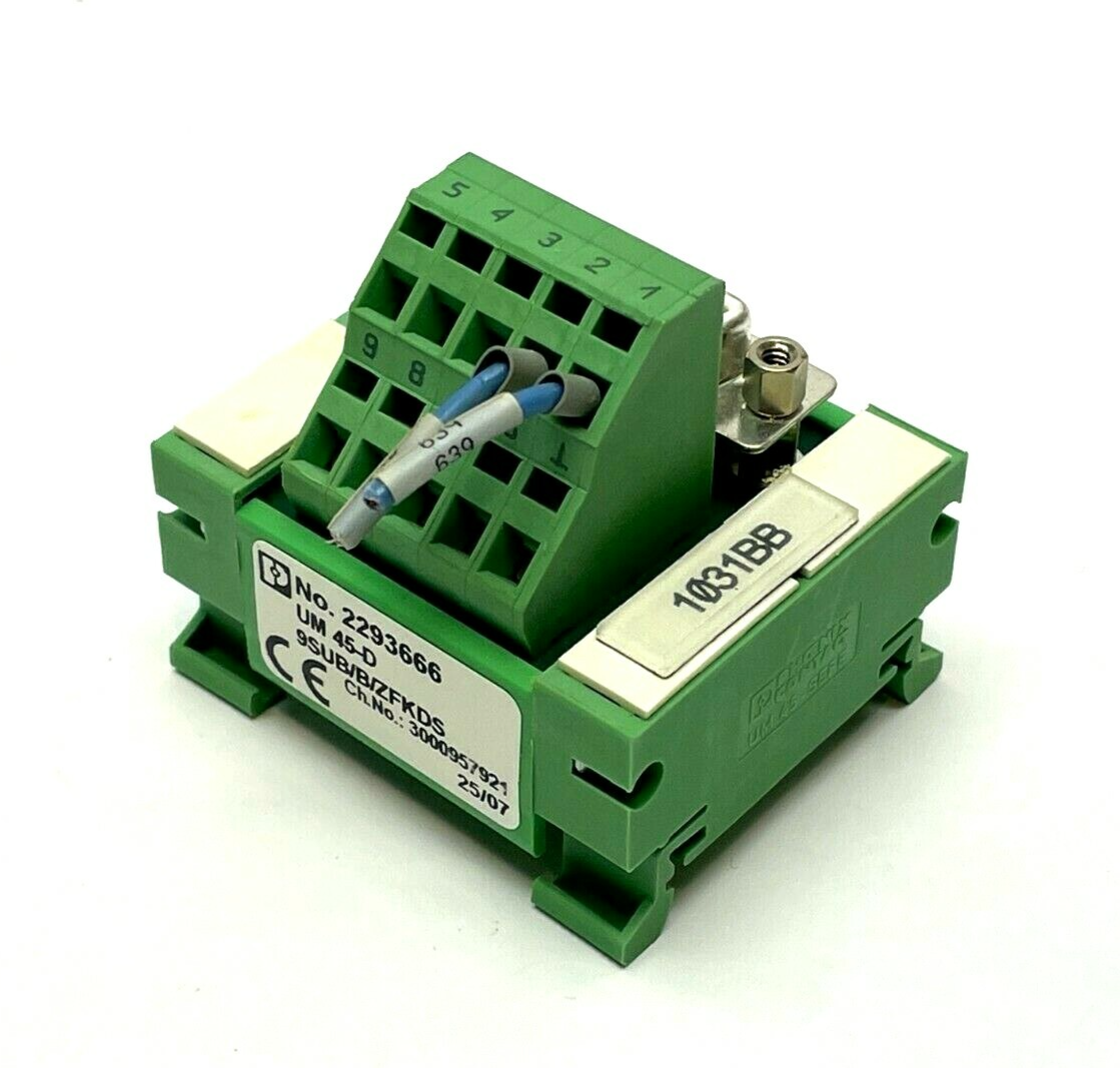 2293666 | Phoenix Contact UM 45-D 9SUB/B/ZFKDS VARIOFACE Termination Board - Used - Maverick Industrial Sales