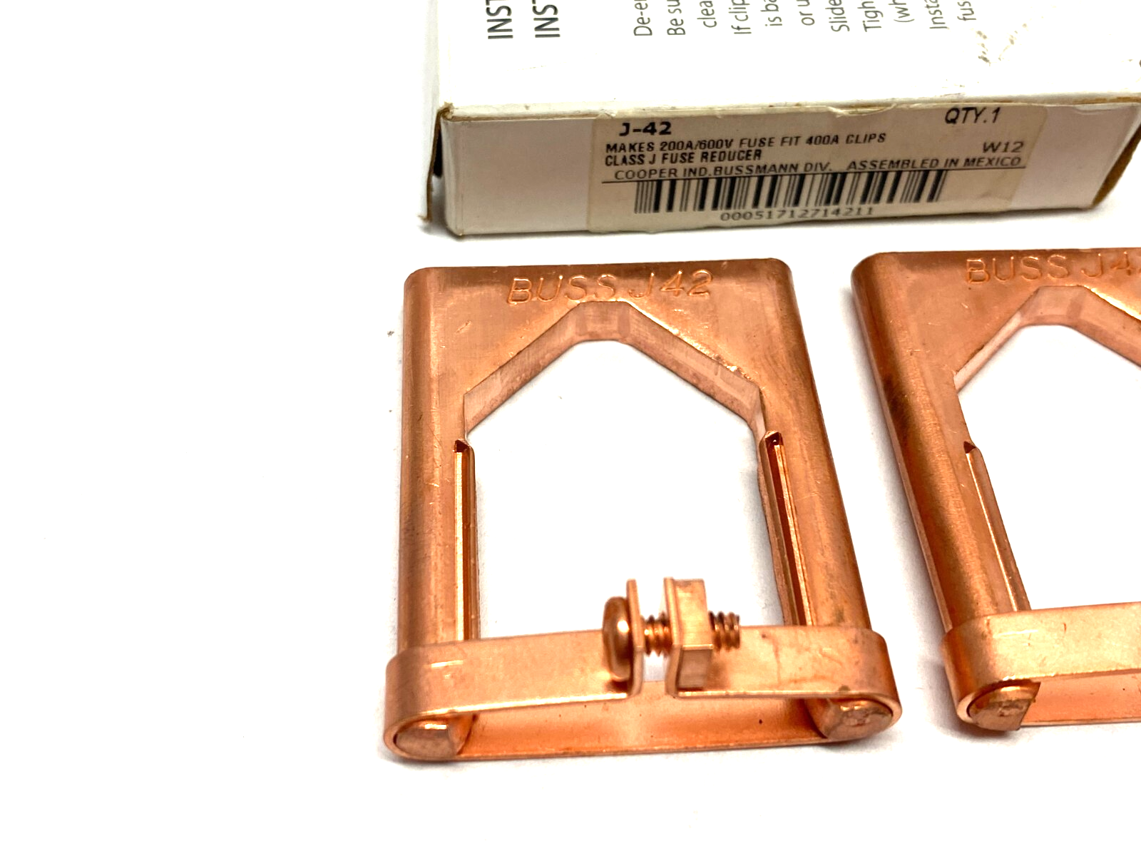 Cooper Bussmann J-42 Fuse Reducer Clip Makes 200A 600V Fit 400A BOX OF 2 - Maverick Industrial Sales