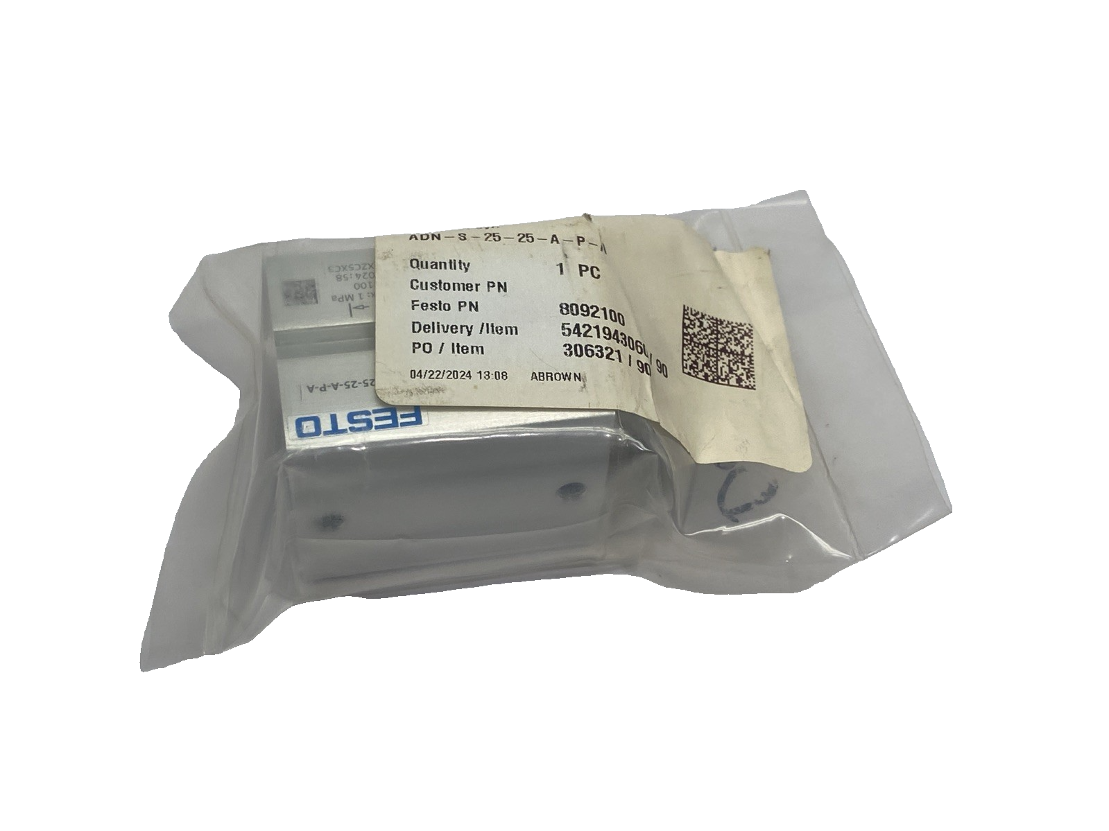 Festo ADN-S-25-25-A-P-A Compact Cylinder 25mm Bore 25mm Stroke 8092100 - Maverick Industrial Sales