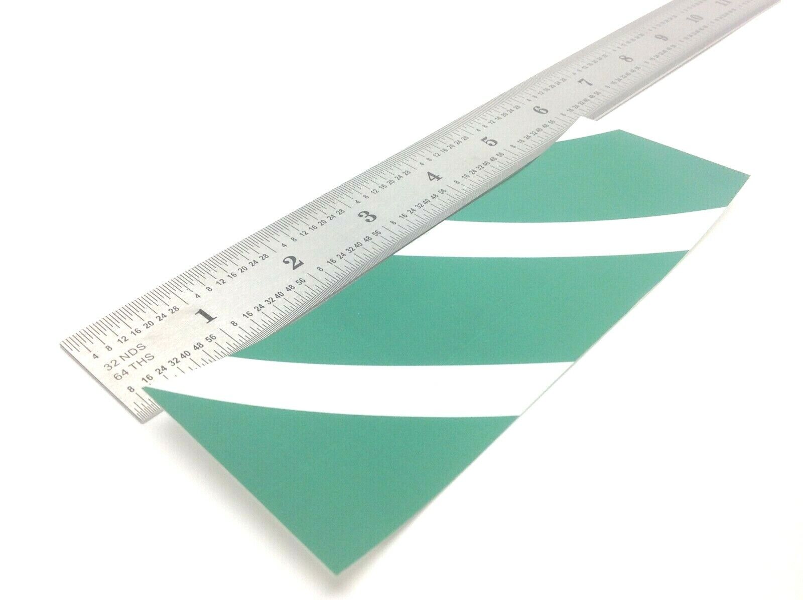 Adhesive Backed Diagonal Stripe Green and White 2 IN X 6 IN Marker, Lot of 80 - Maverick Industrial Sales