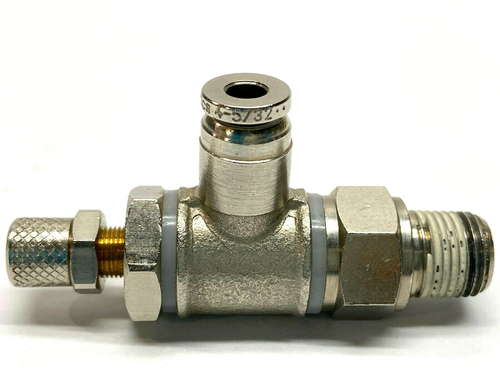 Numatics Metal 5/32" PTC x 1/8" MNPT Pneumatic Flow Control - Maverick Industrial Sales