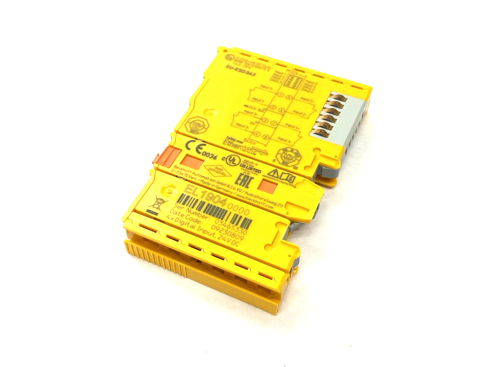 EL1904 | Beckhoff TwinSAFE EtherCAT 4-Channel Digital Input Terminal, 24VDC - Used - Maverick Industrial Sales