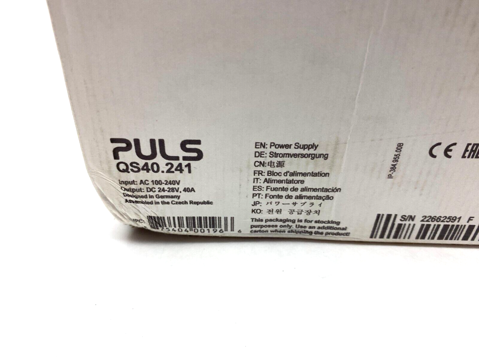 Puls QS40.241 Power Supply 1-Phase 960W, 40A, 24VDC, 100-240VAC Input - Maverick Industrial Sales