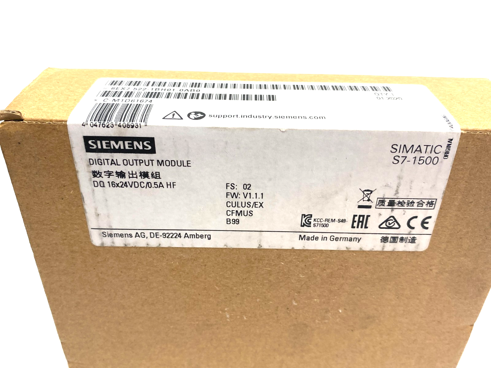 Siemens 6ES7 522-1BH01-0AB0 SIMATIC S7-1500 Digital Output Module DQ 16x24VDC - Maverick Industrial Sales