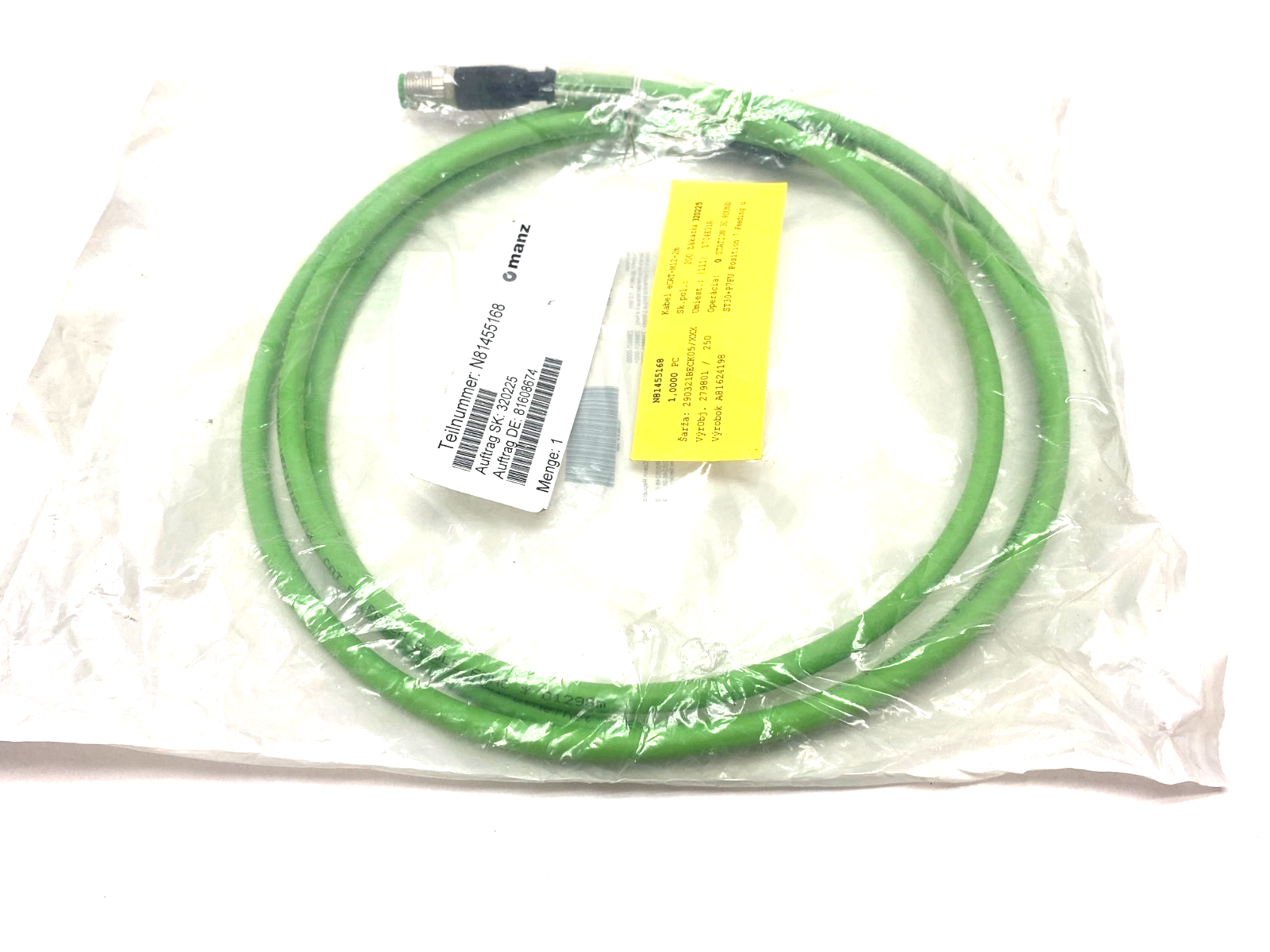 Beckhoff ZK1090-6161-0020 Double Ended EtherCAT Cable M12 to M12 4-Pin 042269 - Maverick Industrial Sales