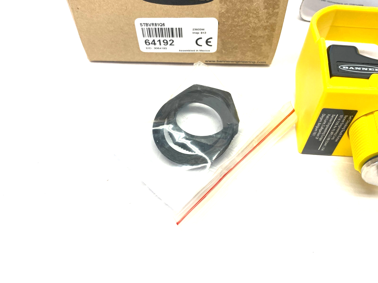 Banner STBVR81Q6 Self-Checking Safety Touch Button Yellow FC M12 Integral 64192 - Maverick Industrial Sales