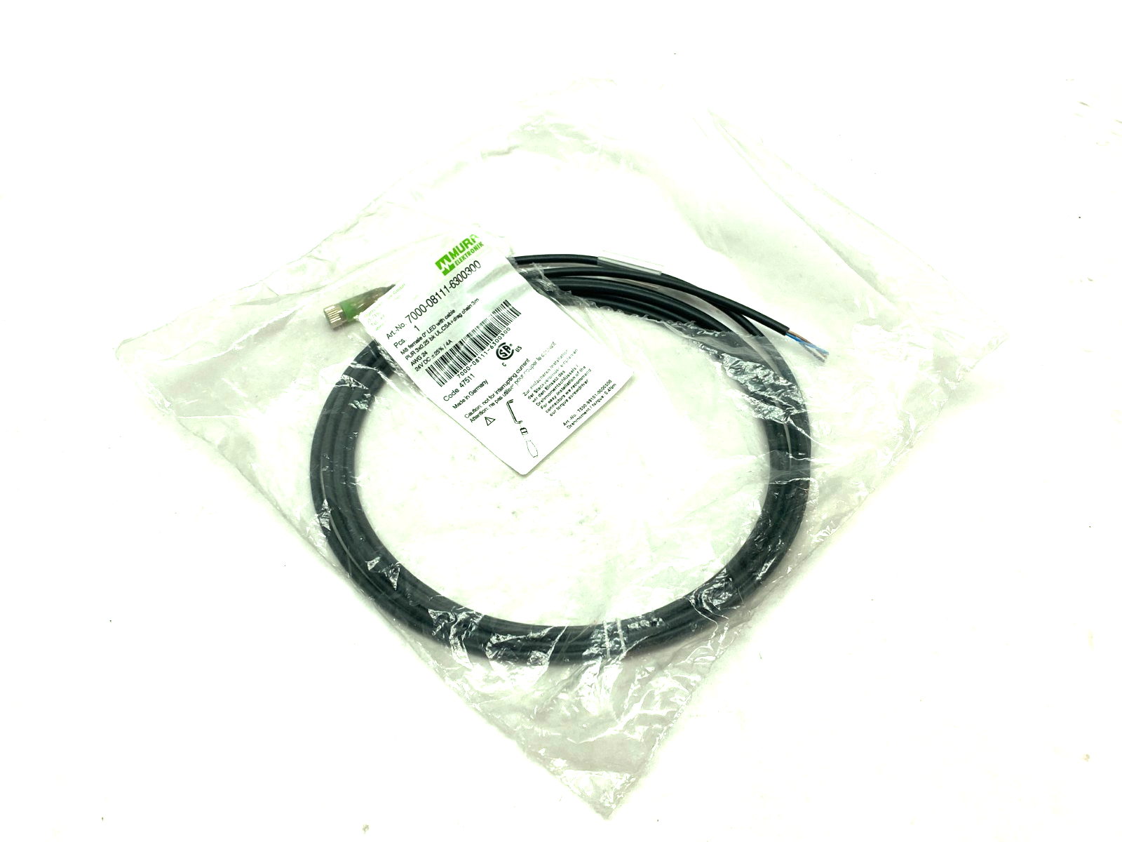 Murrelektronik 7000-08111-6300300 Single Ended Cordset M8 Female 0 Degree LED - Maverick Industrial Sales