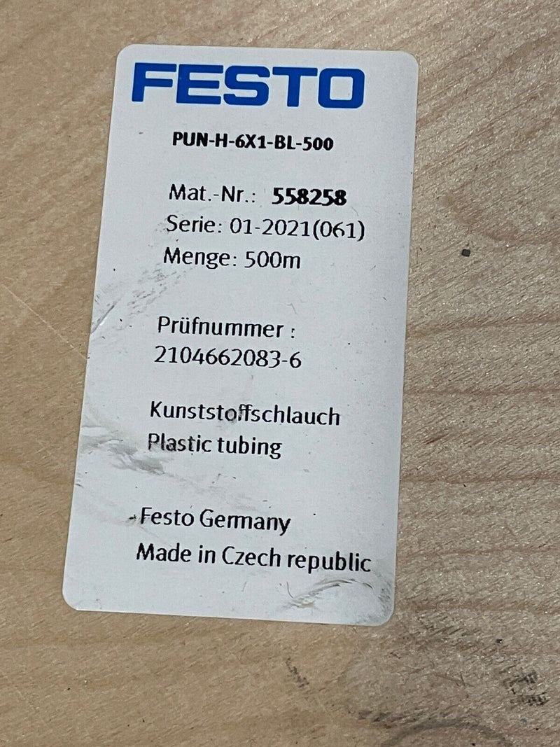 Festo PUN-H-6X1-BL Pneumatic Tubing Blue 6mm OD 4mm ID 558258 70m - Maverick Industrial Sales