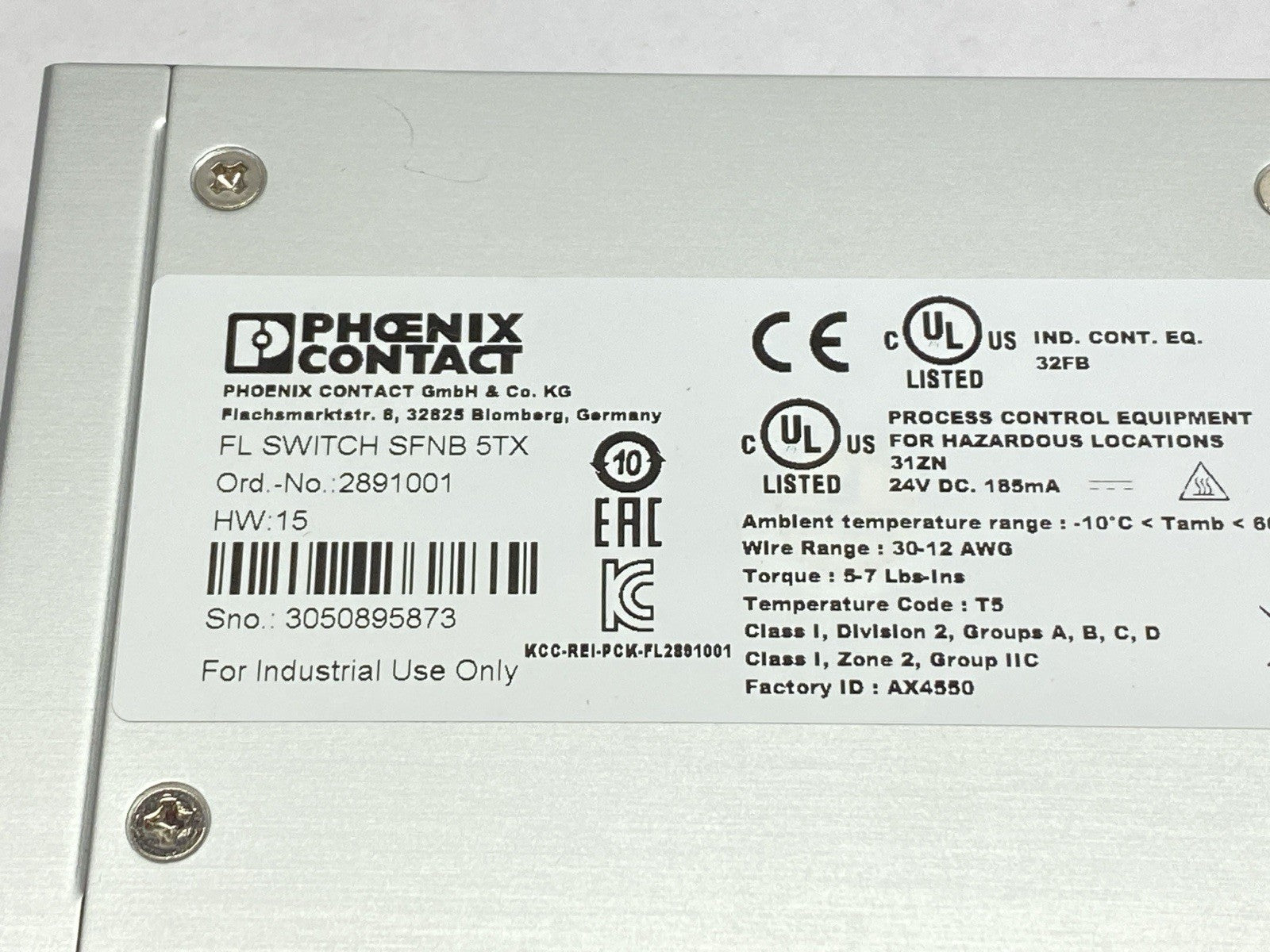 Phoenix Contact FL SWITCH SFNB 5TX Industrial Ethernet Switch 5-Port 2891001 - Maverick Industrial Sales
