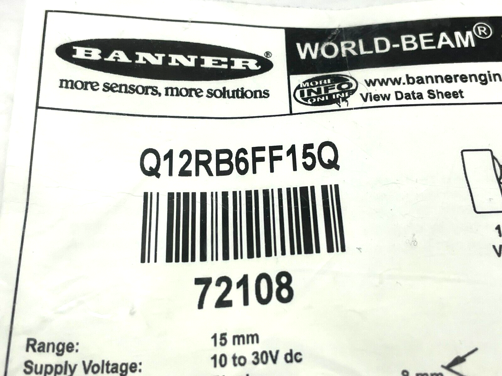 Banner Q12RB6FF15Q World-Beam Mini Self Contained Sensor 15 mm Range 72108 - Maverick Industrial Sales