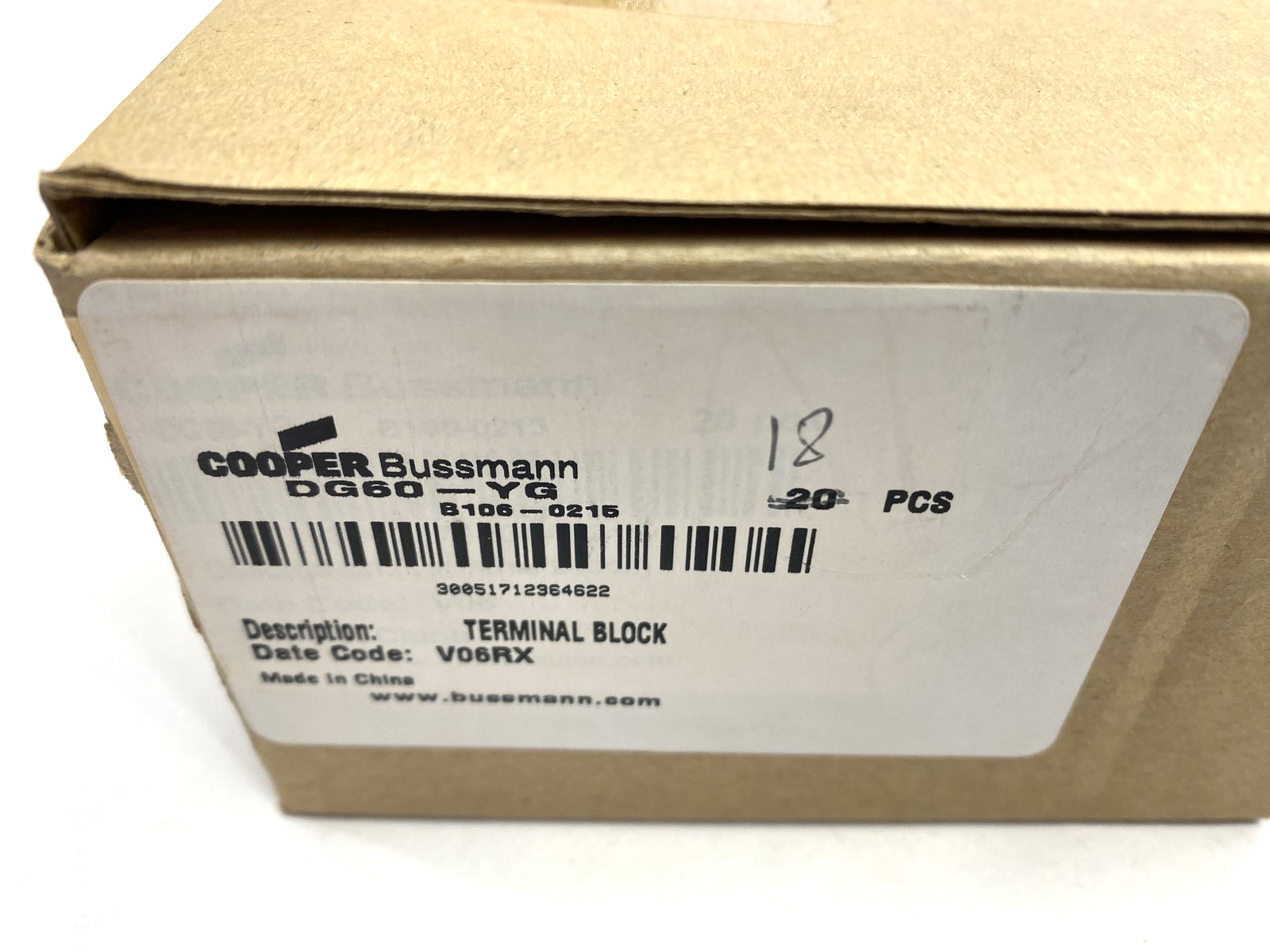 Cooper Bussmann DG60-YG Terminal Block PACKAGE OF 18 - Maverick Industrial Sales