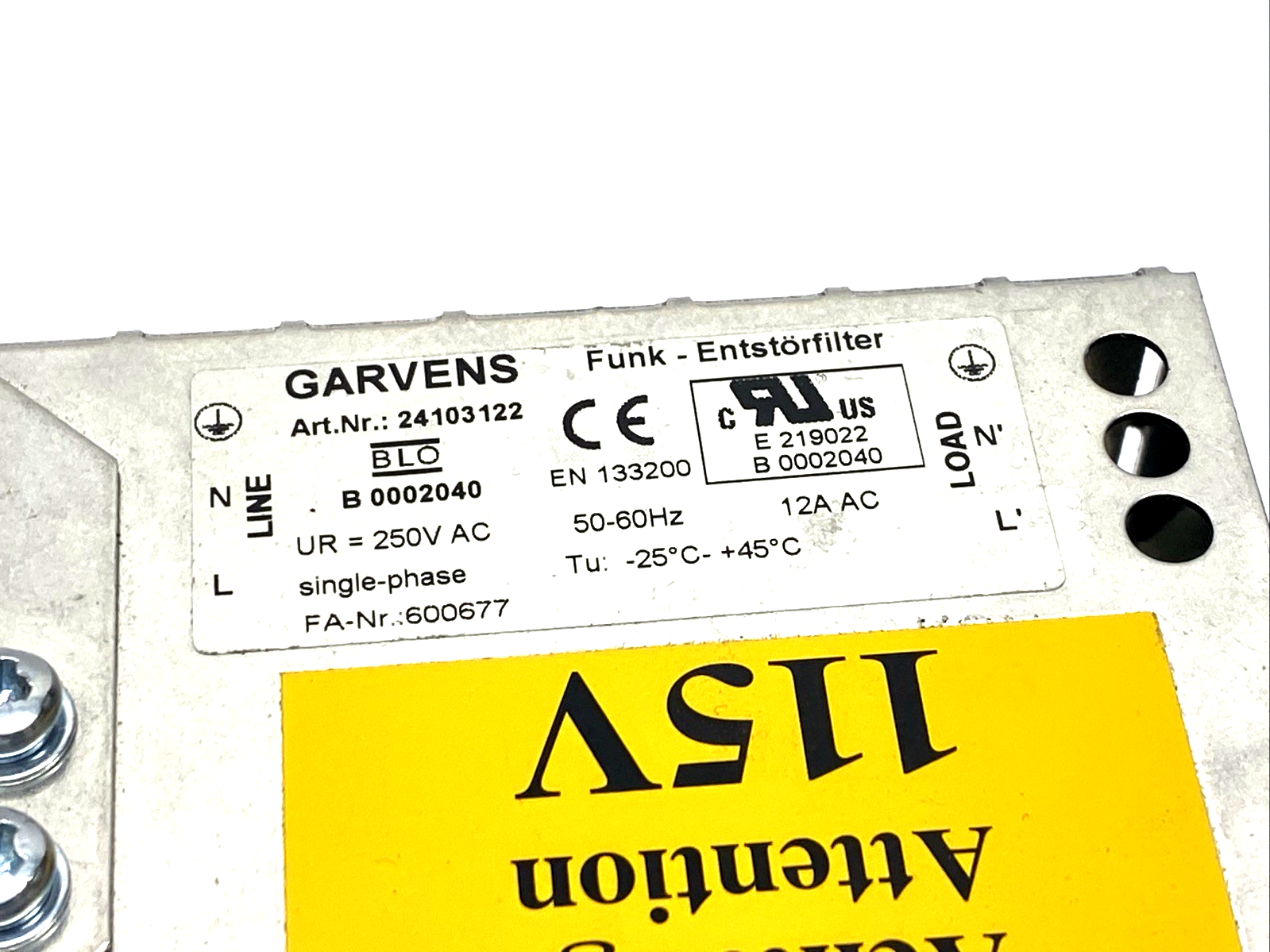 Garvens Mettler Toledo 24103122 Single-Phase Power Supply 250VAC 12A - Maverick Industrial Sales
