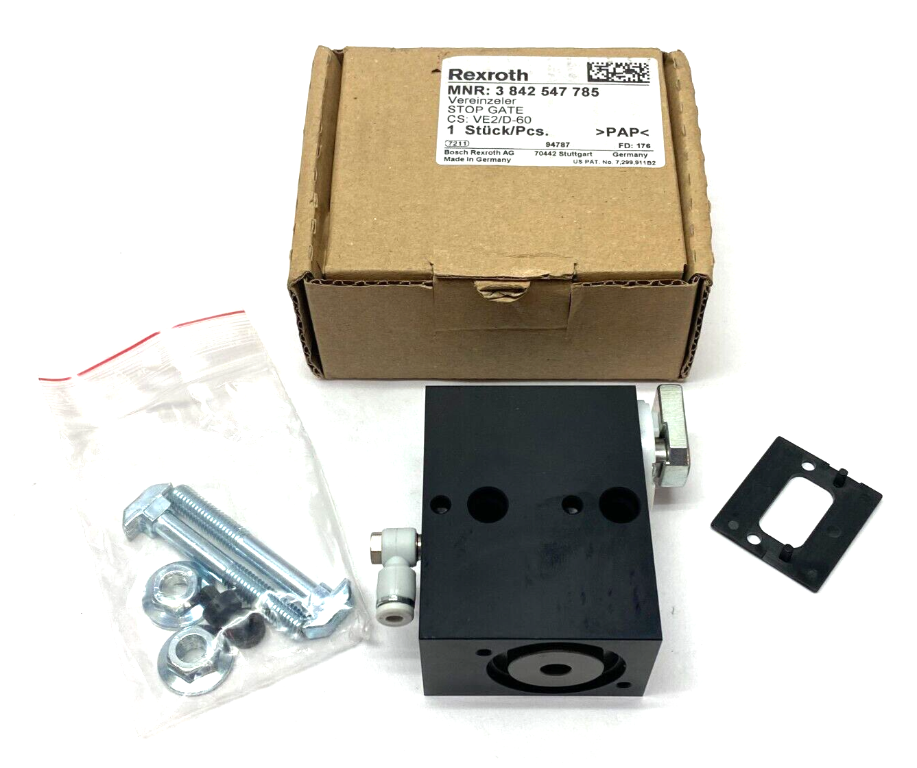 Bosch Rexroth 3842547785 Pneumatic Stop Gate Typ VE2/D-60 - Maverick Industrial Sales