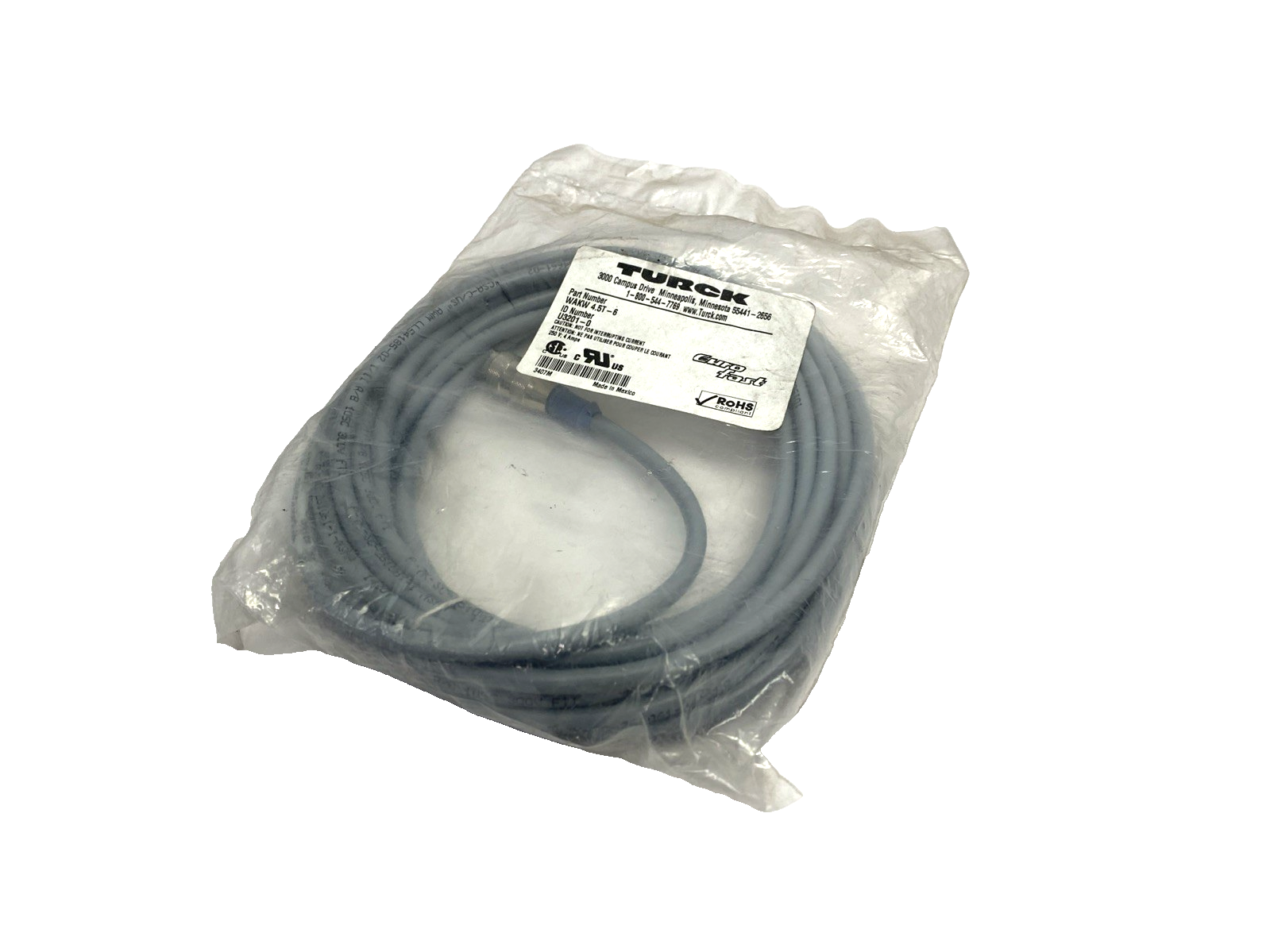 Turck WAKW 4.5T-6 Cordset M12 Female 5-Pin 6m U3201-0 - Maverick Industrial Sales