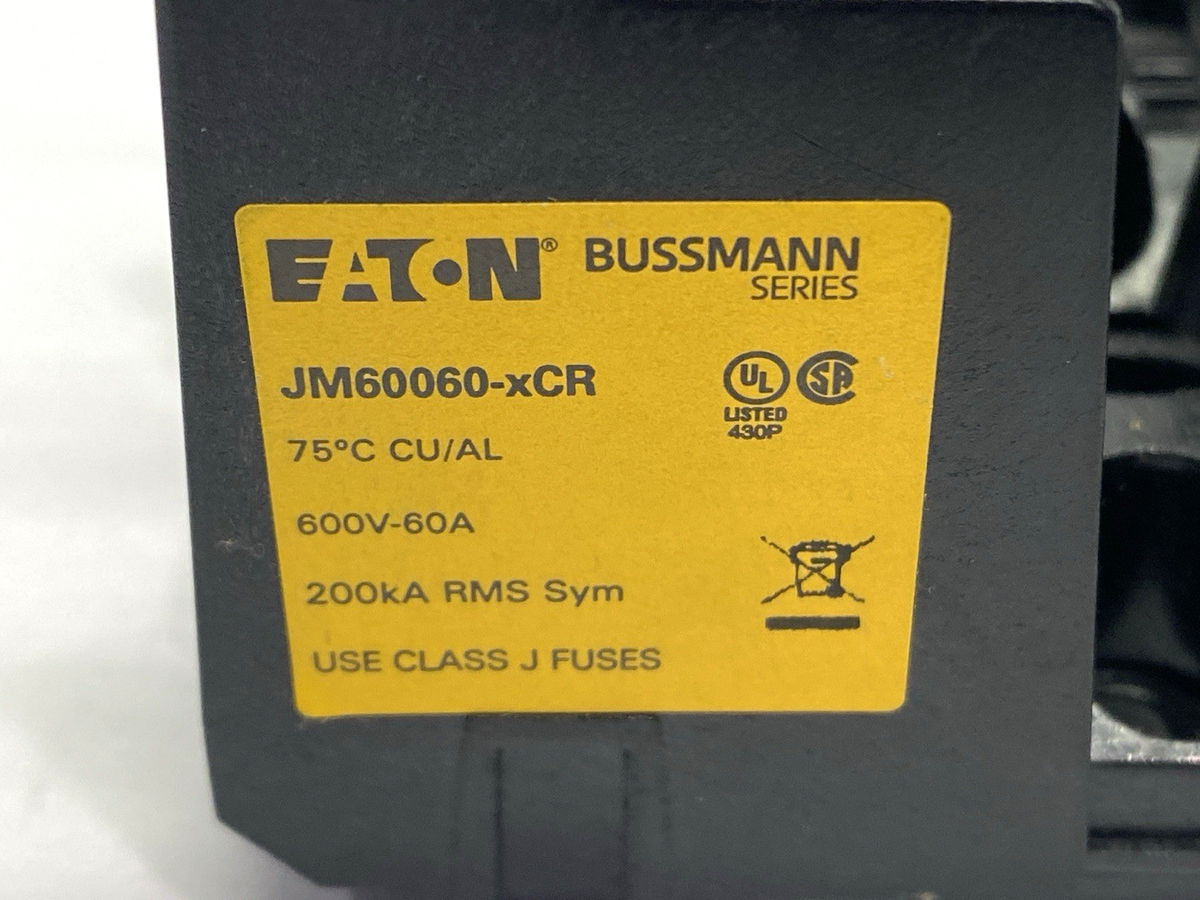 Eaton Bussmann JM60060-2CR Fuse Block Class J 2-Pole 60A 600V - Maverick Industrial Sales
