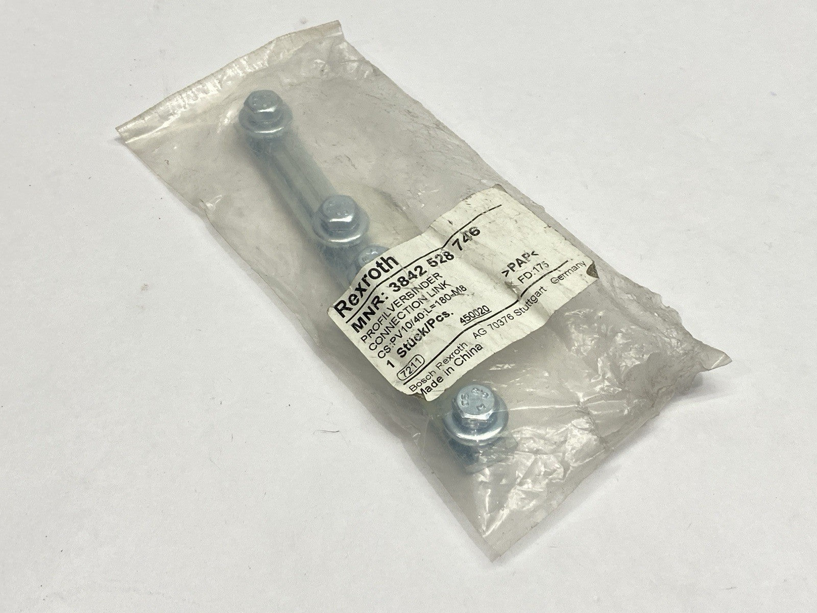 Bosch Rexroth 3842528746 Connection Link PV10/40 L=180-M8 - Maverick Industrial Sales