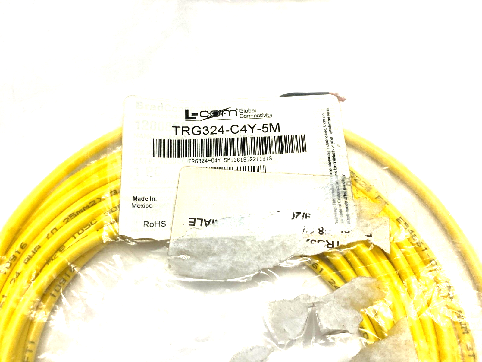 L-Com Woodhead TRG324-C4Y-5M Brad® Nano-Change® M8 Cable 3-Pos M to Pigtail IP68 - Maverick Industrial Sales