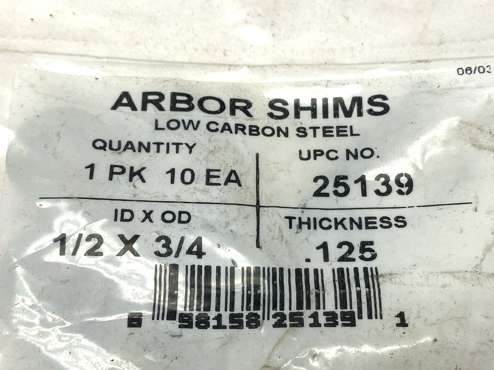 Precision Brand 25139 Arbor Shims 1/2" x 3/4" .125 Thickness PACKAGE OF 10 - Maverick Industrial Sales