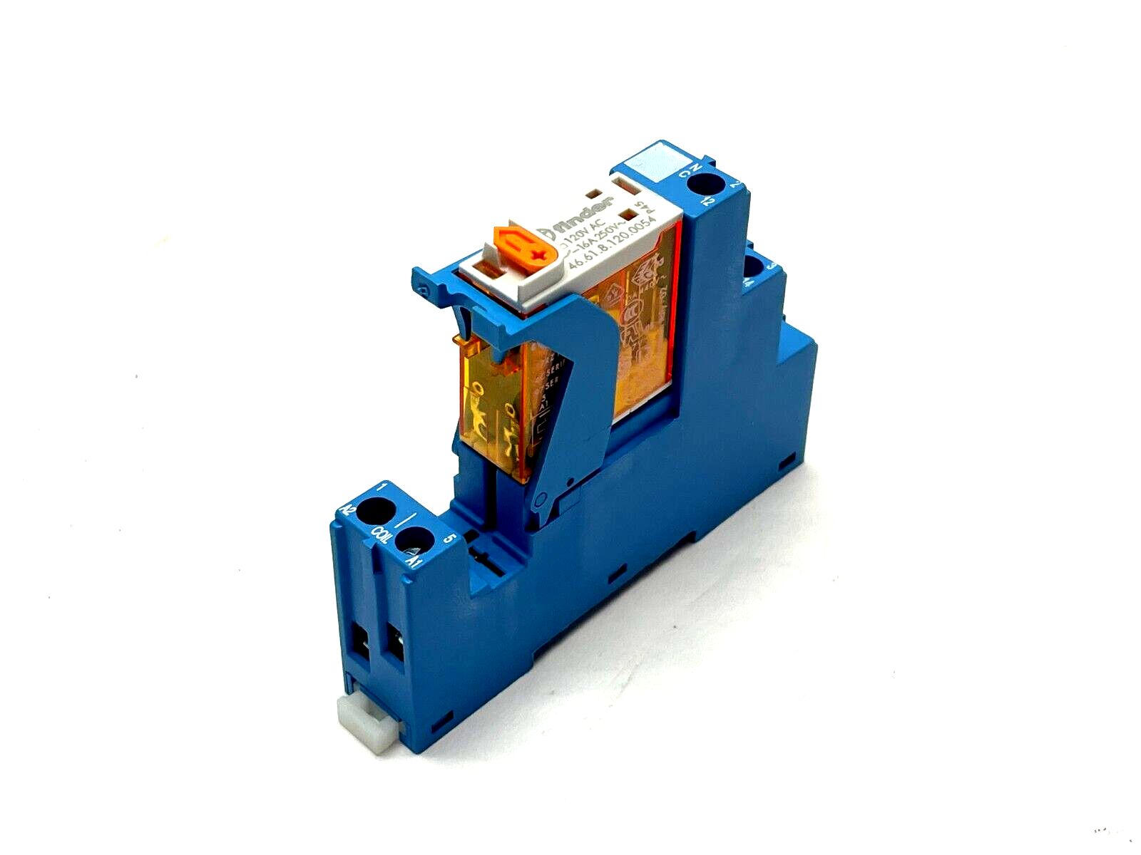 97.01,46.61.8.120.0054 | Finder 97.01 Relay Base w/ 46.61.8.120.0054 Relay 120VAC 16A - New – Open box - Maverick Industrial Sales