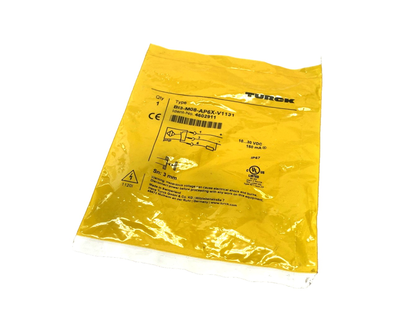 Turck BI3-M08-AP6X-V1131 Inductive Sensor M8 3-Pin 4602911 - Maverick Industrial Sales