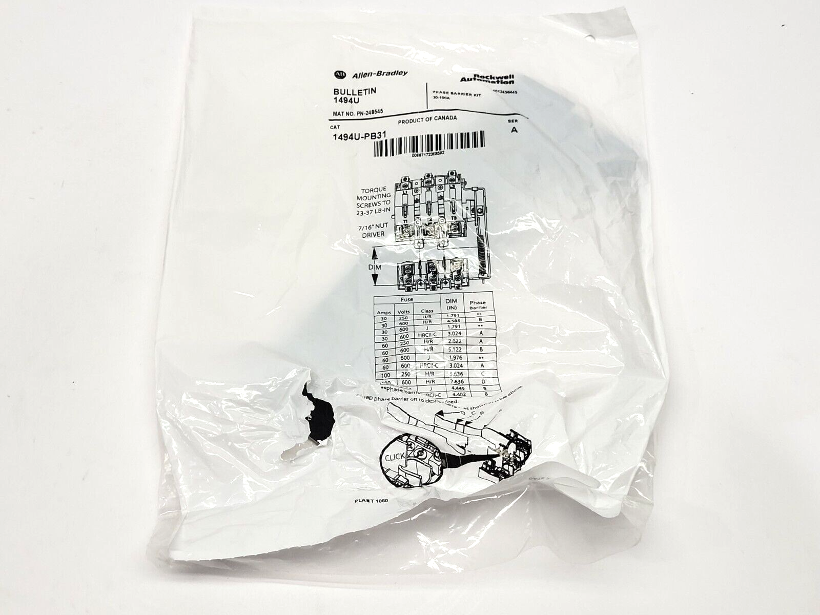 1494U-PB31 Ser. A | Allen Bradley Phase Barrier Kit LOT OF 3- New - Maverick Industrial Sales