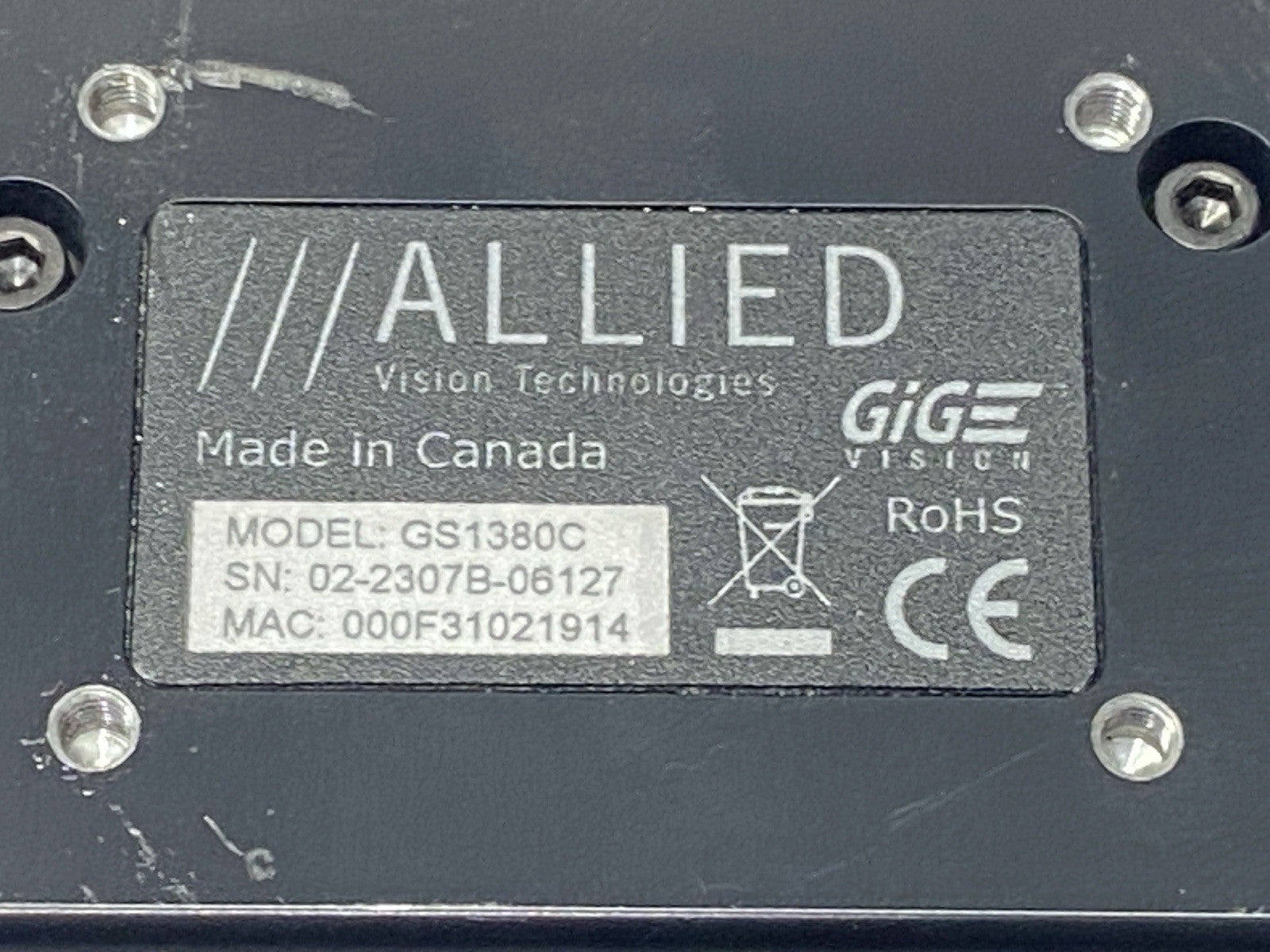 Allied Vision GS1380C GiGE Prosilica GS Machine Vision Camera - Maverick Industrial Sales