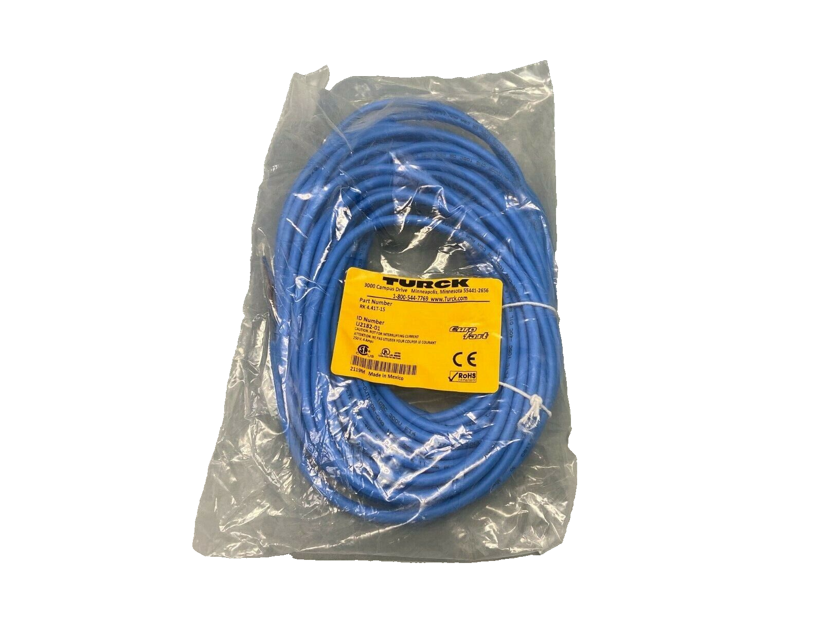 Turck RK 4.41T-15 EuroFast Cordset U2182-01 - Maverick Industrial Sales