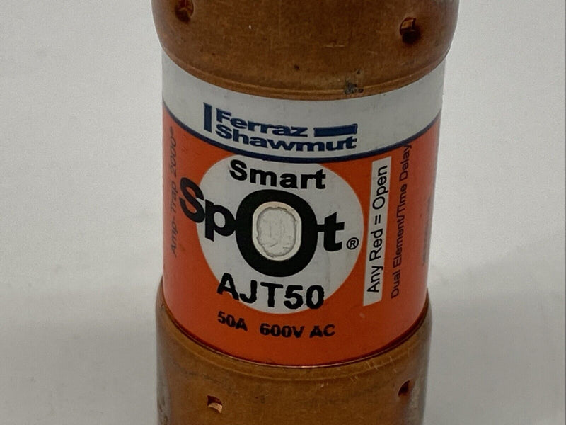 Ferraz Shawmut AJT50 Smart Spot Dual Element Time Delay Class J Fuse 50A 600VAC - Maverick Industrial Sales