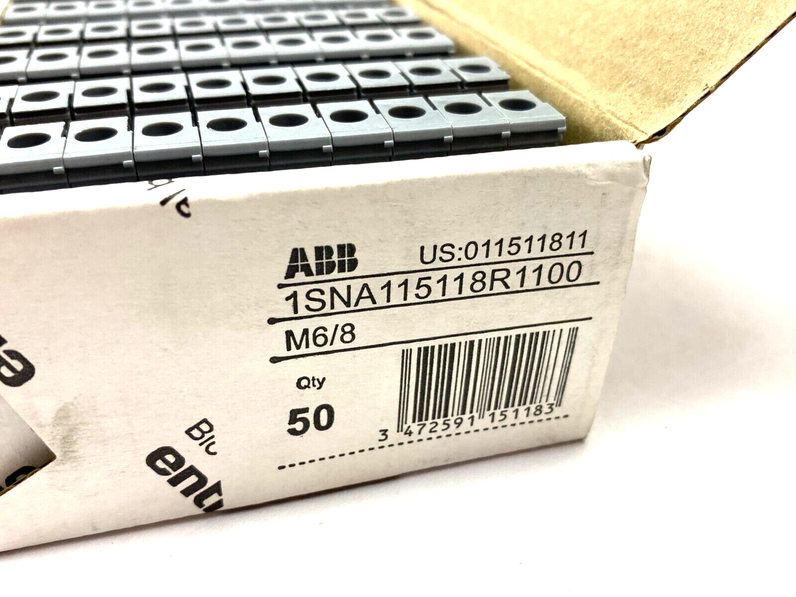 ABB Entrelec 1SNA115118R1100 Feed-Through Terminal Block Gray M6/8 BOX OF 50 - Maverick Industrial Sales