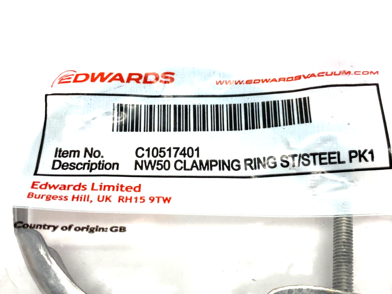 Edwards C10517401 Clamping Ring ST/Steel NW50 - Maverick Industrial Sales