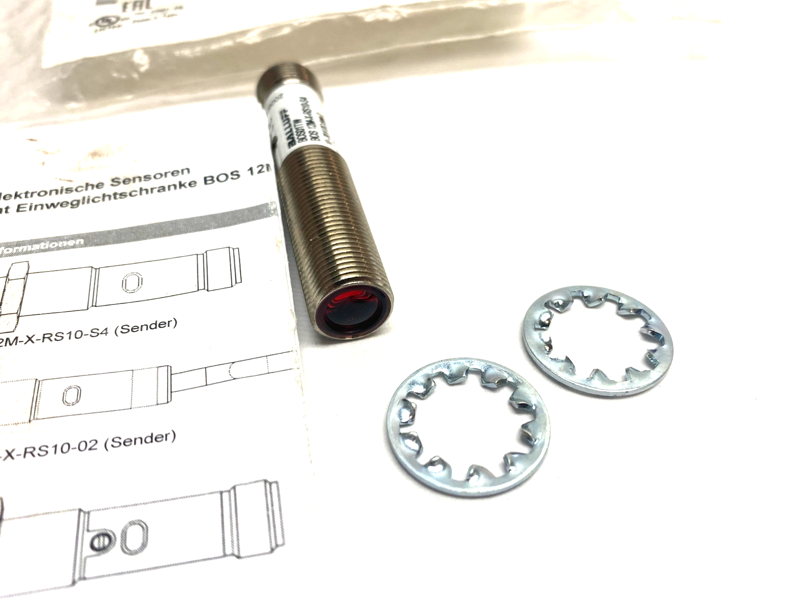 Balluff BOS01TW Cylindrical Through-Beam Photoelectric Sensor BOS 12M-X-RS10-S4 - Maverick Industrial Sales