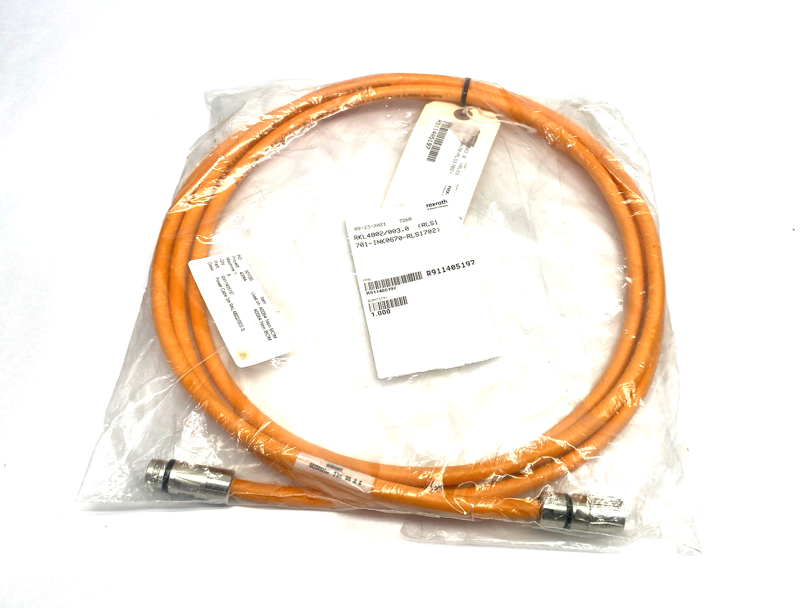 R911405197 | Bosch Rexroth Power Cable 3m (RLS1701-INK0670-RLS1702)RKL4802/003,0 - New Other - Maverick Industrial Sales