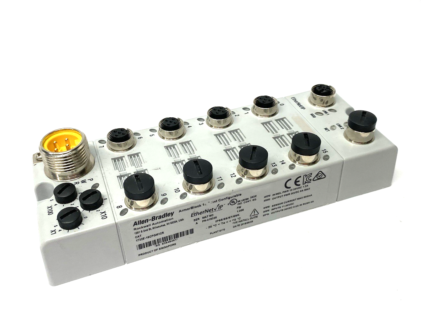 Allen Bradley 1732E-16CFGM12R Ser. A ArmorBlock 16-Point Configurable