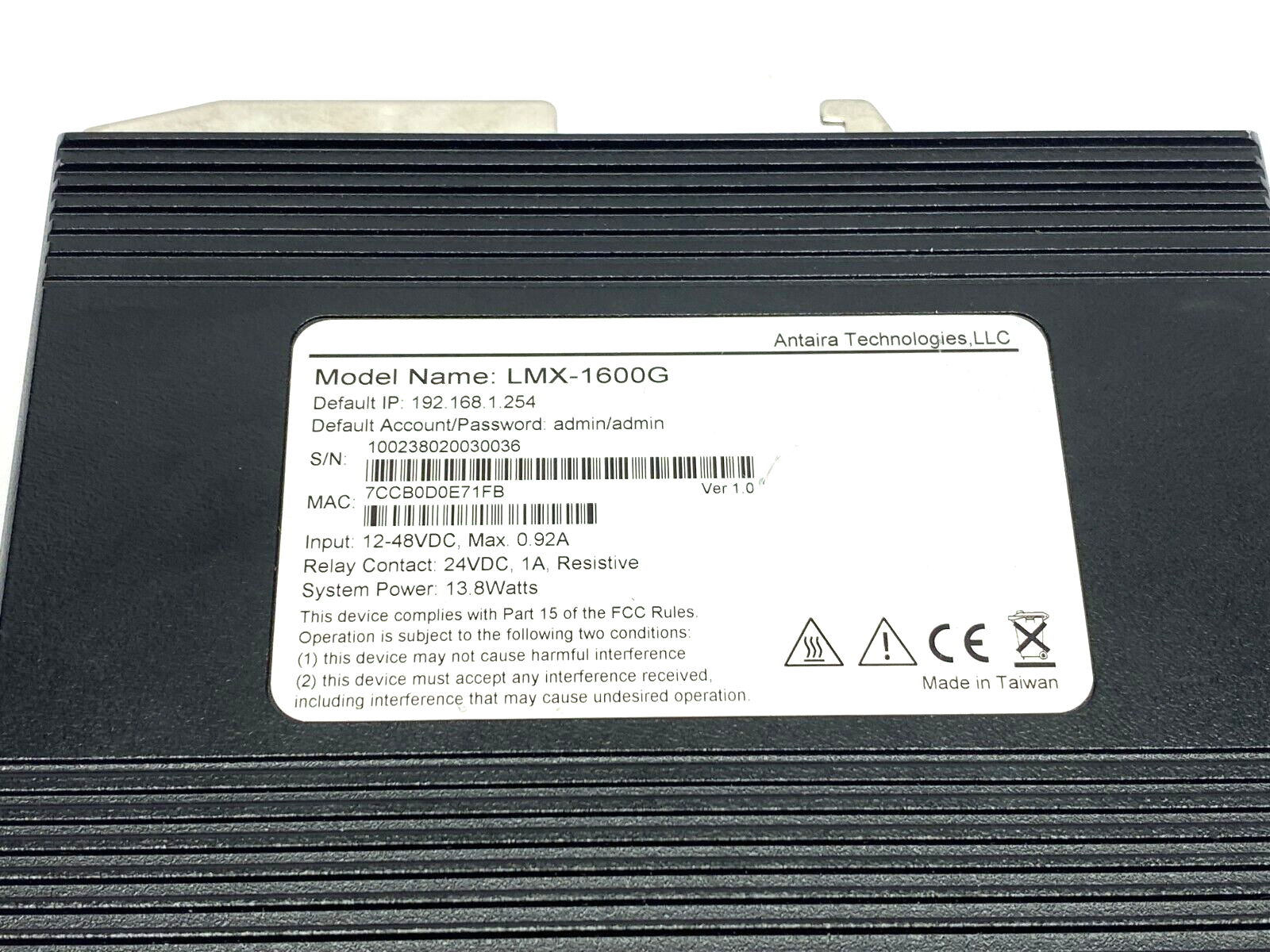 Antaira LMX-1600G Gigabit Light Layer 3 Managed Ethernet Switch 16-Port 12-48VDC - Maverick Industrial Sales