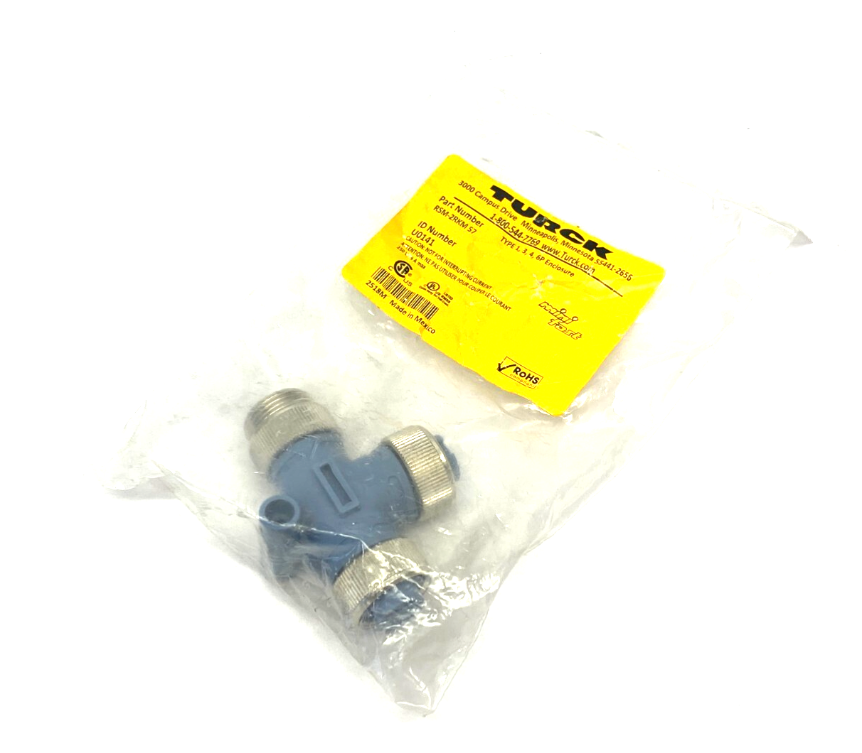 Turck RSM-2RKM 57 Minifast 3-Way Tee Connector 5-Pin 7/8" U0141 - Maverick Industrial Sales