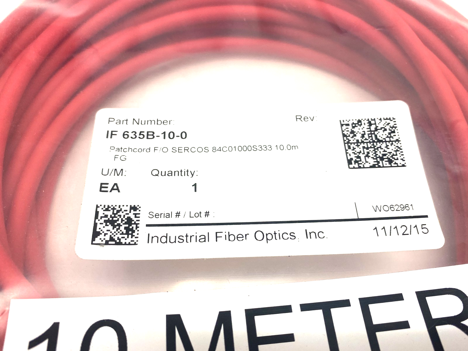Industrial Fiber Optics IF 635B-10-0 Patchcord F/O SERCOS 84C01000S333 10.0m - Maverick Industrial Sales