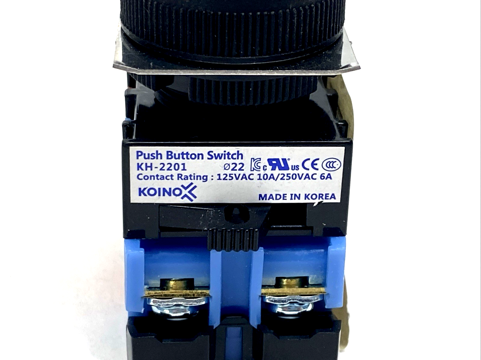 Koino KH-2201EB-11B Push Button Switch 22mm, Momentary, Blue, 125/250VAC - Maverick Industrial Sales
