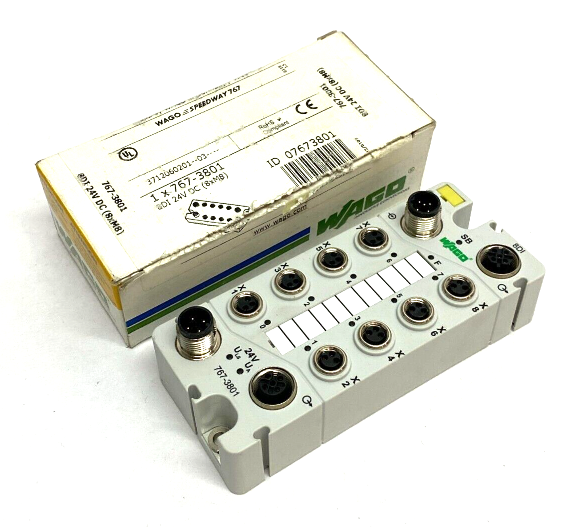 Wago 767-3801 Speedway 767 8-Channel Digital I/O Module 24VDC 8 x M8 Ports - Maverick Industrial Sales