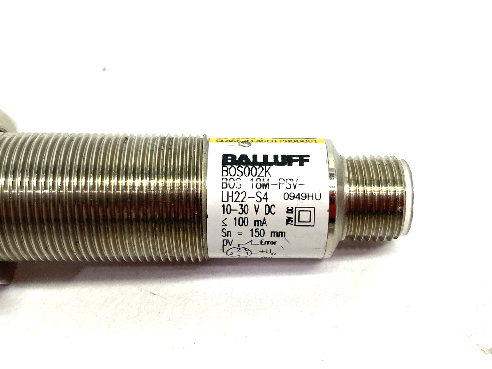 BOS002K | Balluff Cylindrical Diffuse Sensor, M18 Threaded, BOS 18M-PSV-LH22-S4 - Used - Maverick Industrial Sales