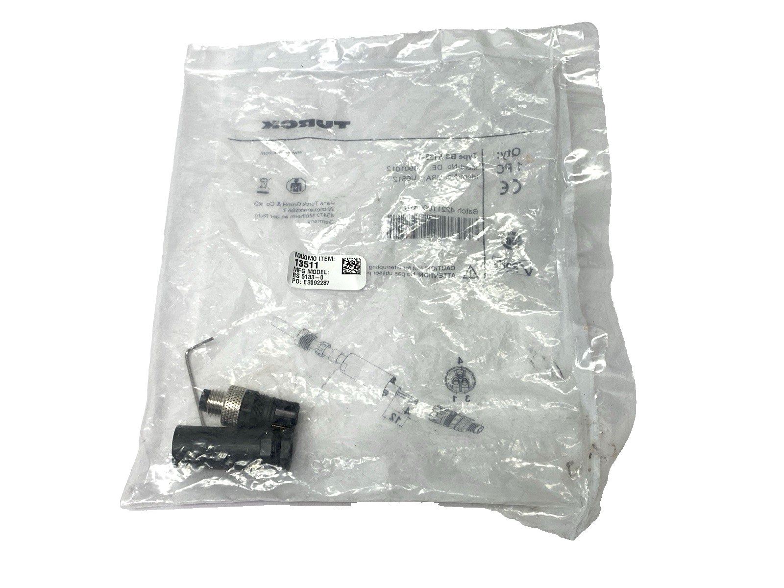 Turck BS 5133-0 Circular M8 Connector Plug 6901012 - Maverick Industrial Sales