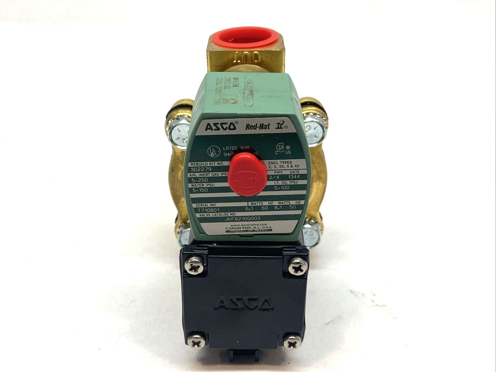 ASCO JFK8210G003 RedHat Valve 3/4" NPT NC Brass 120/60 110/50 - Maverick Industrial Sales