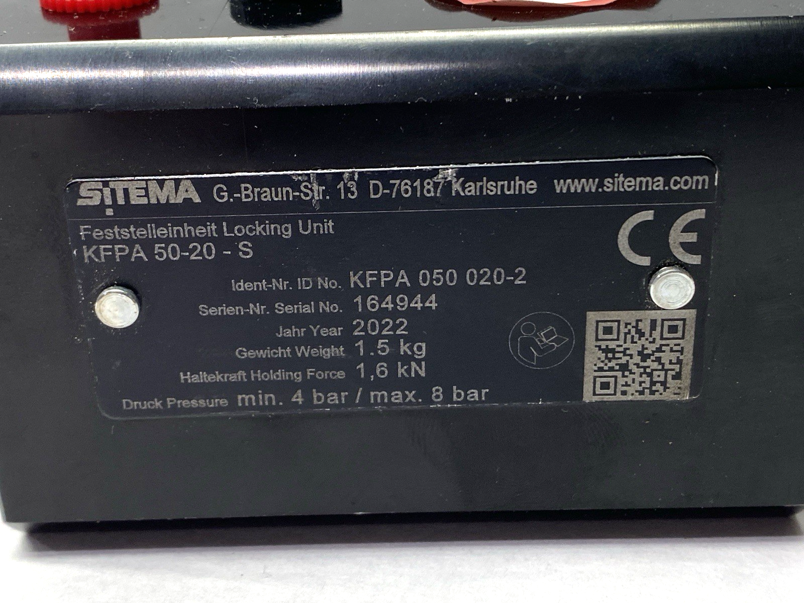 Sitema KFPA 050 020-2 Pneumatic Locking Unit - Maverick Industrial Sales