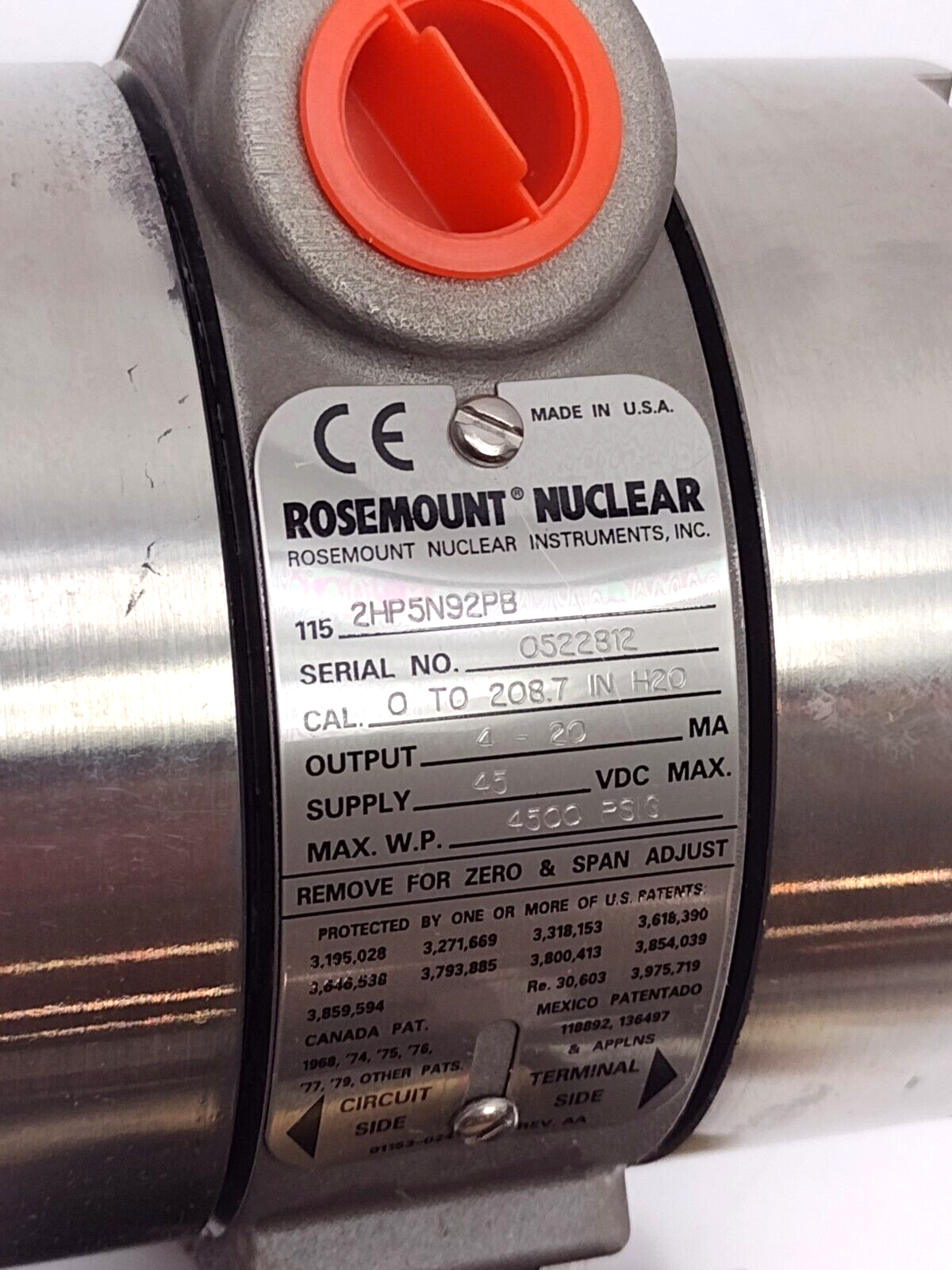 Rosemount Nuclear 1152HP5N92PB Pressure Transmitter 0-208.7 IN H20 4500PSIG MAX - Maverick Industrial Sales