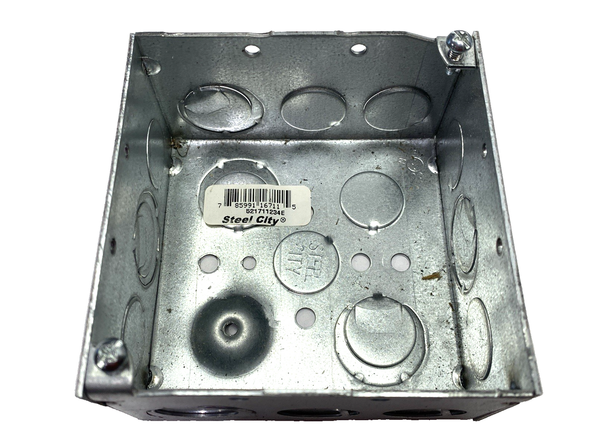 Steel City 521711234E Steel Outlet Box 4" x 2-1/8" D x 1/2" Knockouts LOT OF 11 - Maverick Industrial Sales