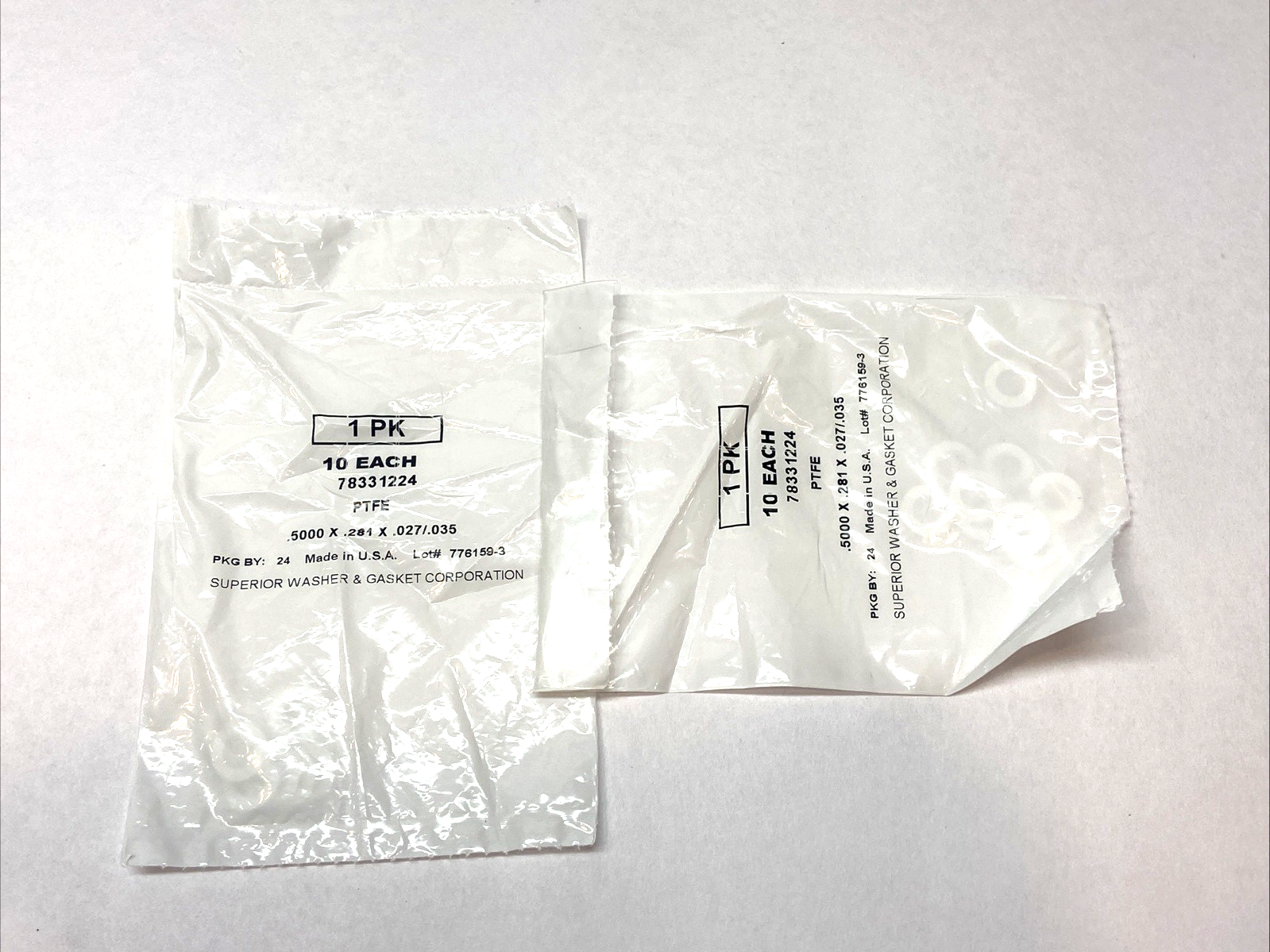 78331224 | Superior Washer & Gasket PTFE Washer PKG OF 10, LOT OF 2 - New - Maverick Industrial Sales