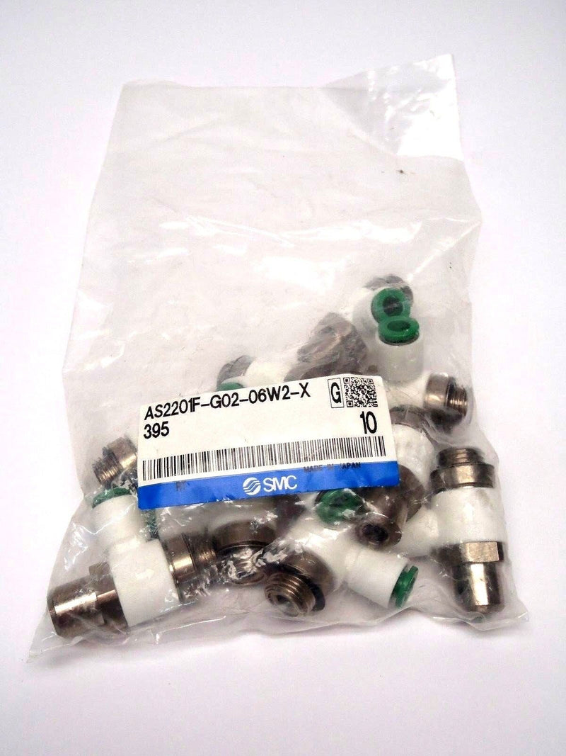 SMC AS2201F-G02-06W2-X395 Speed Control W/ Fitting LOT OF 10 - Maverick Industrial Sales