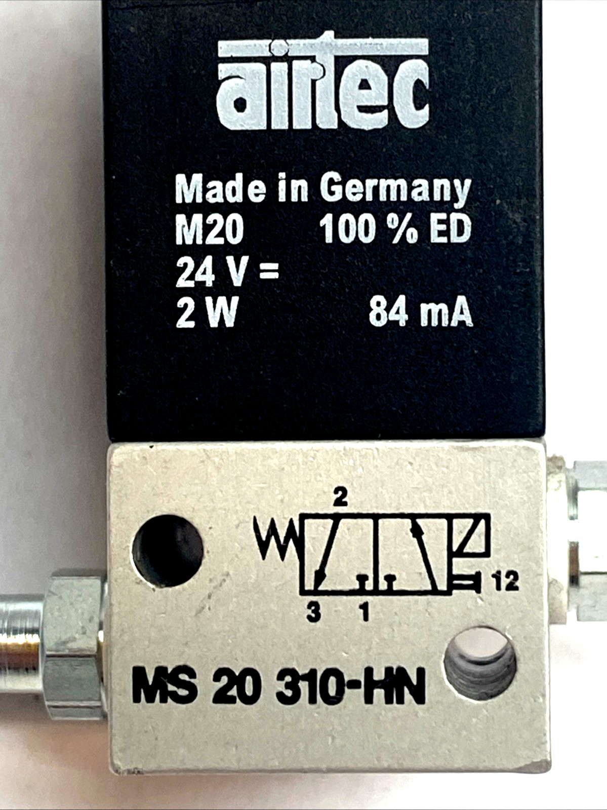 Airtec MS-20-310-HN Solenoid Valve 3/2-Way NC 24VDC 84mA - Maverick Industrial Sales