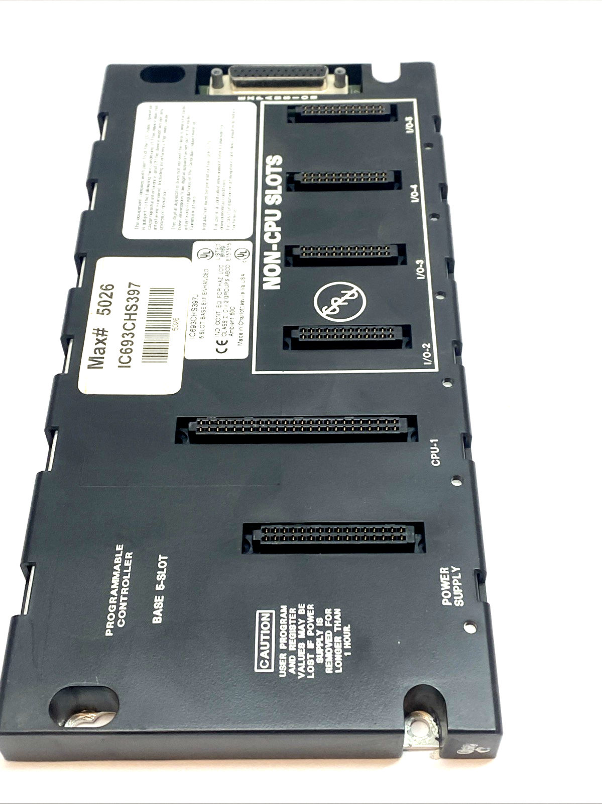 IC693CHS397J | GE Fanuc 5-Slot CPU Baseplate EMI Enhanced Series 90-30 - Used - Maverick Industrial Sales