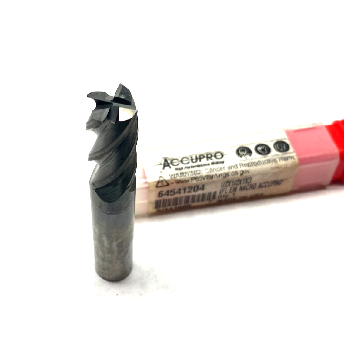 64541204 | Accupro Square End Mill: 1/2" Dia, 1" LOC, 4 Flute, Solid Carbide - New – Open box - Maverick Industrial Sales