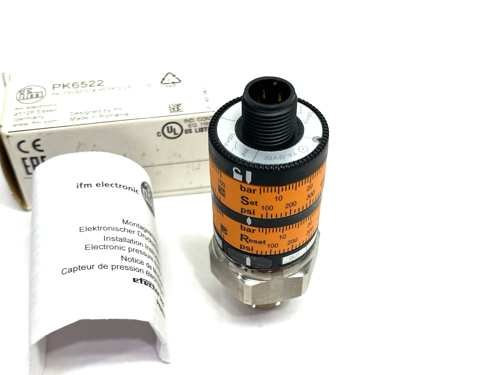 PK6522 | Ifm Pressure Switch with Intuitive Switch Point PK-100-SFG14-HCPKG/US/ /W - New – Open box - Maverick Industrial Sales
